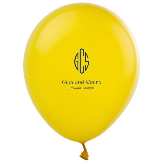 Shaped Oval Monogram with Text Latex Balloons